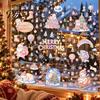 Winter Wonderland Ornaments 9Pcs Christmas Window Clings, Macaron Static Stickers, Glue Free Glass Stickers with PVC Decoration Sheets Santa Claus and