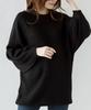 At One Balloon Sleeve Loose Voluminous Relaxed Crew Long Sizes ATN-0008 Knit, Women's, Oversized, Sleeves, Fit, Fall/Winter, Neck, Length, Black,