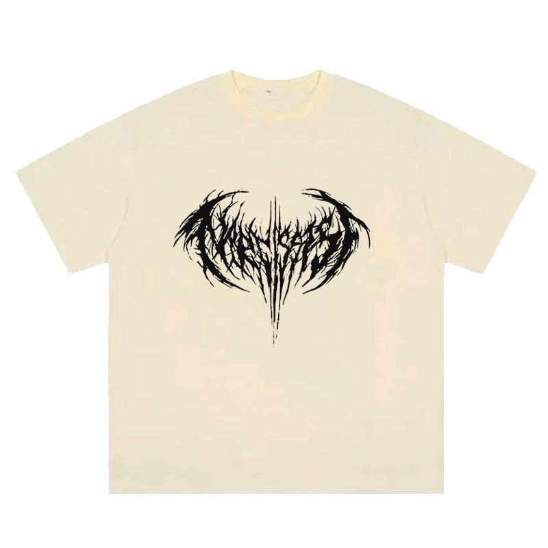 Gothic Letter Dark Y2k Street Fashion Trend Casual Tshirt Unisexs and Womens Luxury Brand Top