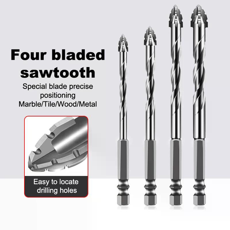 7Pcs/set Tungsten Steel Serrated Drilling Bit Kit For Ceramic Plastic Tile Ceramic Glass Concrete Tool Accessories