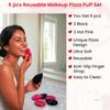 TEMPERIA (6 Pcs) Powder & Makeup Puff for Women - Face Foundation Triangle Pizza Puff Blender Sponge Set - Smooth Coverage | Ultra Soft | Travel Fr
