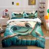 Smiling Animated Sea Turtle. Print Bedding Set 1 Duvet Cover 2 Pillowcases For Adult And Children Luxury Gift Full Size