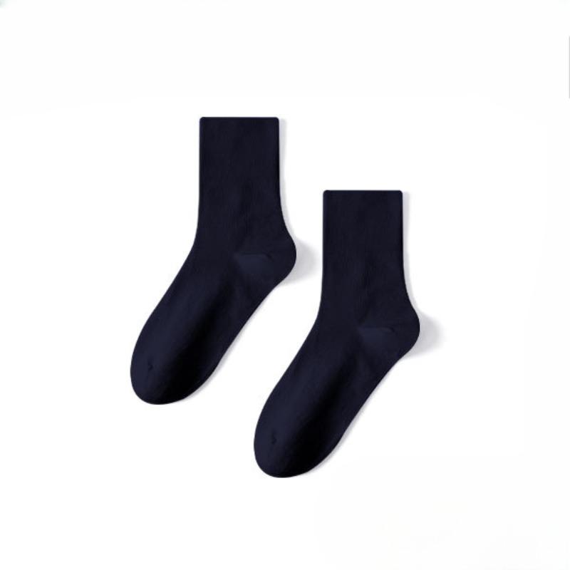 5 Pairs of Men Spring and Autumn Loose Mouth Pure Color Cotton Socks