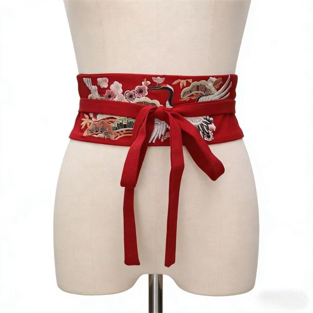 Flower Pattern Hanfu Cummerbund Crane Phoenix Flower Corset Belt Dress Girdle Hanfu Costume