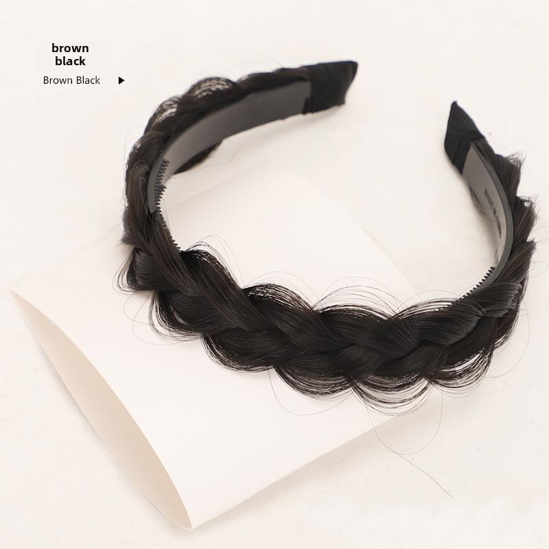 

Женский парик с пушистыми косичками и повязкой на голову, высокий стиль для стройнящего эффекта коричневый/чёрный