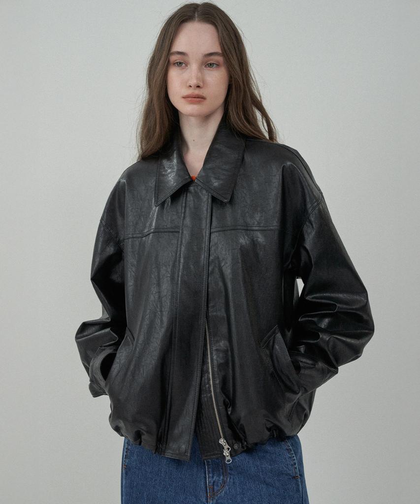 Mott Leather String Blouson - Black