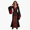 Vampire Witch Cosplay Costume Gothic Vampire Dress for Halloween Party Medieval Renaissance Long Gown Black for Women