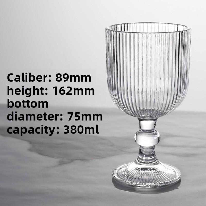 American Short BarwareStem Striped Red Wine Glass Set with Wide Mouth for Ice Cream and Hotel