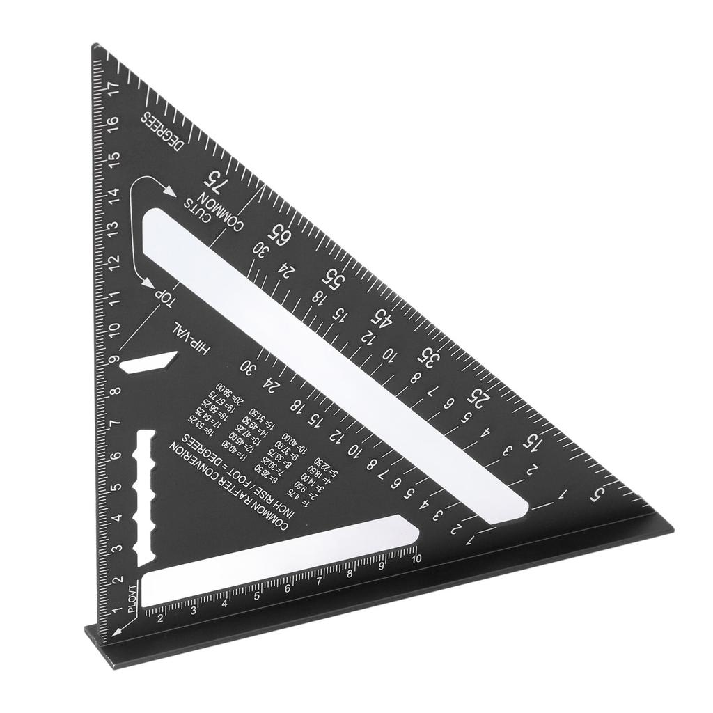 Pătrat de căprior de 7 inch Aliaj de aluminiu Scară dublă 45 90 grade Riglă triunghiulară Riglă de unghi Tâmplar