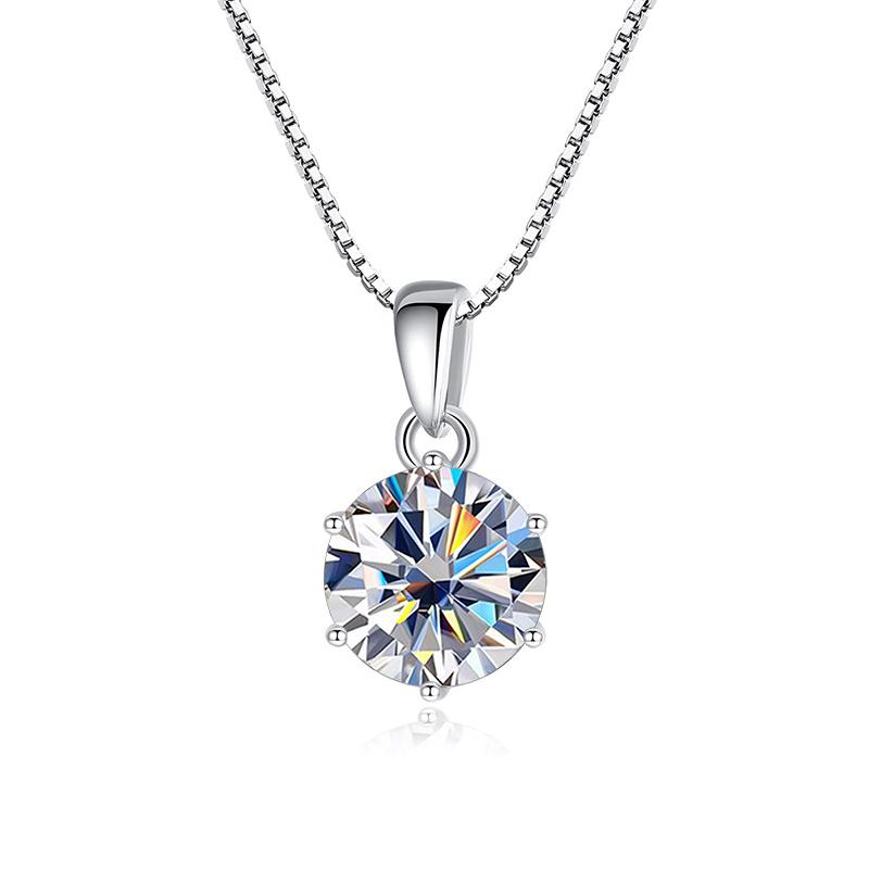 Butterflykiss 1 CT Real Moissanite Pendant Necklace For Women Top Quality 925 Silver Wedding Party Bridal Fine Jewelry