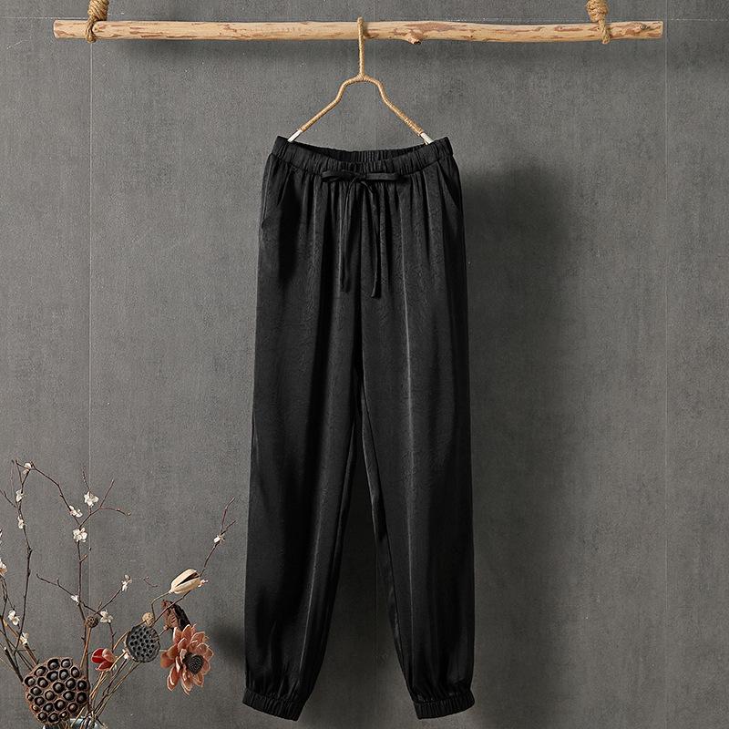 2026 Women s Ice Silk Acetate Wide-Leg Pants - Lightweight, Loose, Slimming, Petite Casual Style 3XL (135-150 cm)