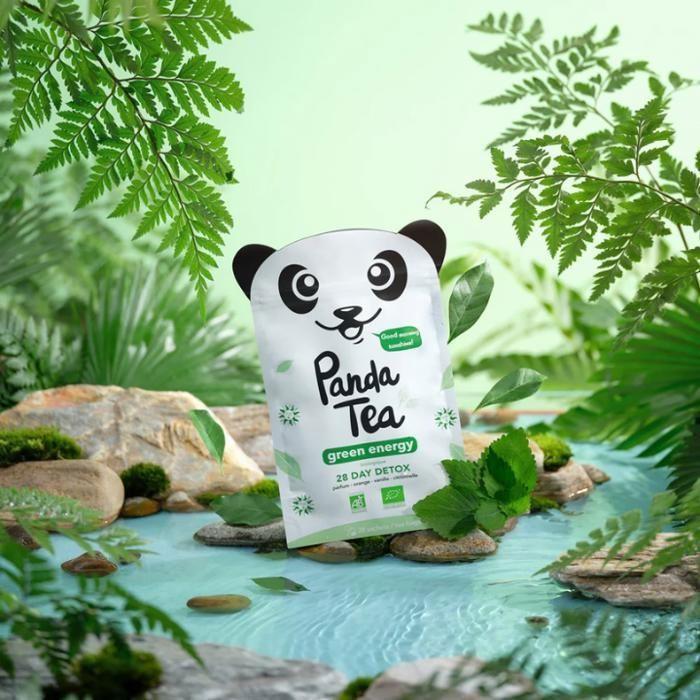Panda tea - Green Energy - Thé Vert Energisant - Parfüm narancs, vanília és; Citronnelle - BIO - 28 tasak
