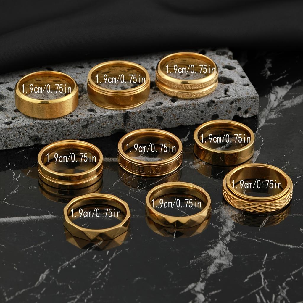 304 Stainless Steel Ring Middle Groove Matte Ring for Women Fashionable High-end Titanium Steel Ring Set