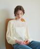 AVA MOLLI Sheer Crinkle Shirring Blouse (Yellow Beige)