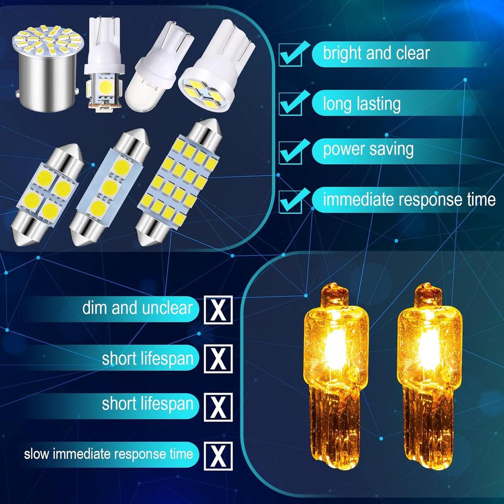 Frienda 70 Pieces LED Car Bulb Kit Interior Car Lights LED Dome Light 31 Mm 36 Mm 41 Mm T10 Bulbs Festoon Bulbs For Car Interiors Map Dome Trunk