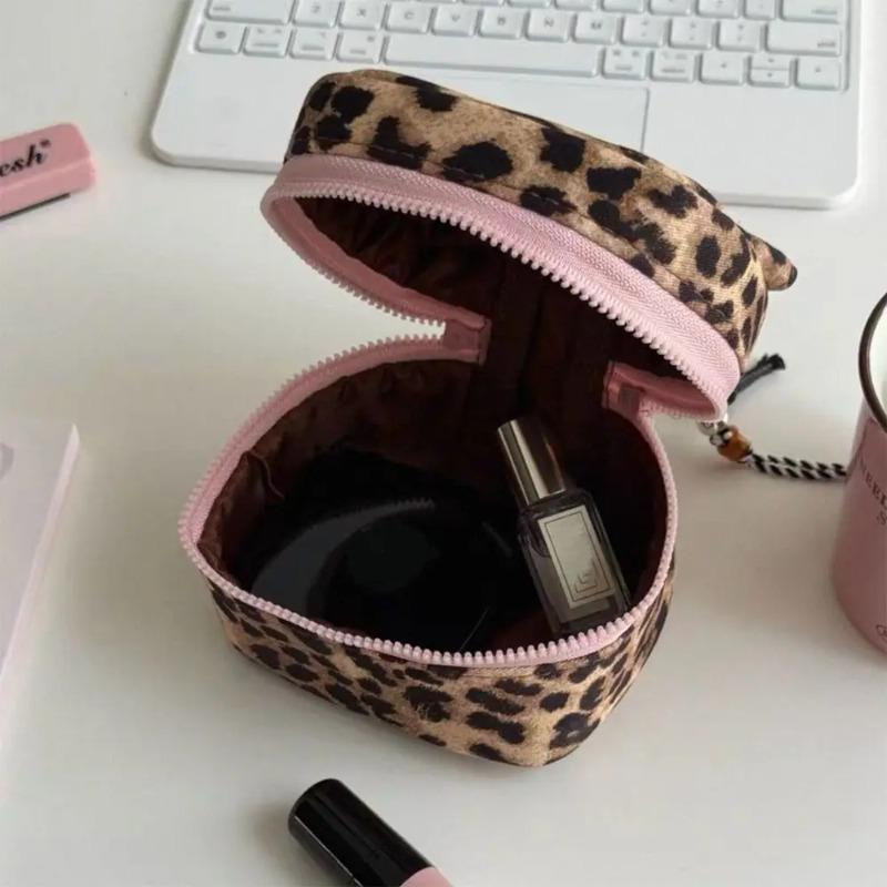 Waterproof Leopard Print Square Storage Box Handheld Zipper Design Makeup Bag Storage Case Home Travel