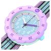 SWATCH Flik Flak series quartz movement 30 meters waterproof depth children's Swiss watch 34.75mm blue dial plastic case fabric strap ZFPSP071