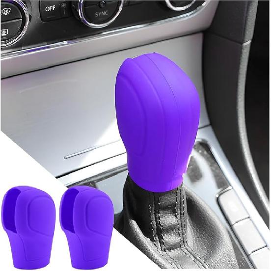 AICEL 2 Pcs Car Gear Shift Knob Cover, Elastic Silicone Car Automatic Shift Protector Cover, Universal Anti-Slip Auto Knob Gear Stick Protector for