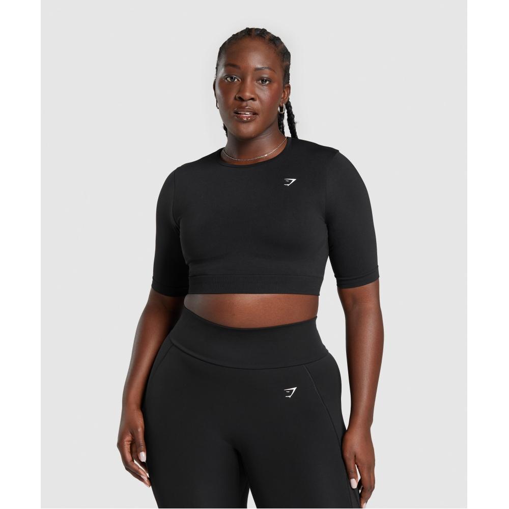 Gymshark Codzienny bezszwowy krótki top czarny B8a4p Bb2j