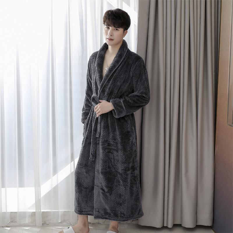 Herbst und Winter Superlanges Nachtkleid Damen Verdicktes Nachthemd Korallenvlies Bademantel Schlafanzug für Paare