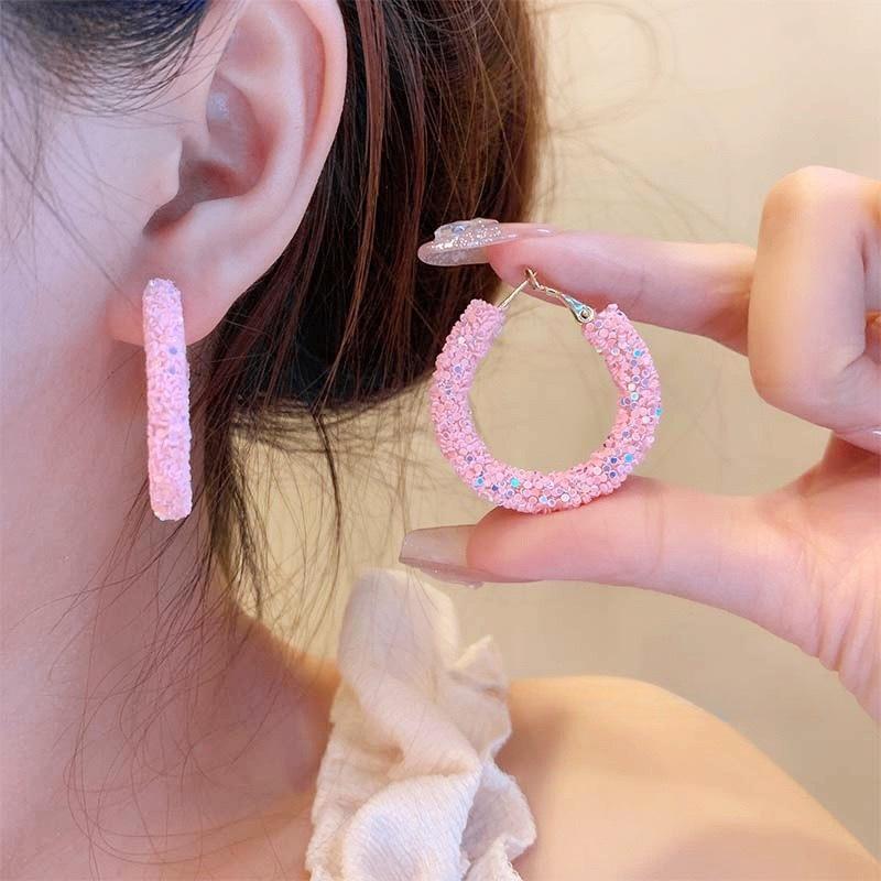 Colorful Rhinestone Temperament Earrings: Exquisite Ear Hoops for Women