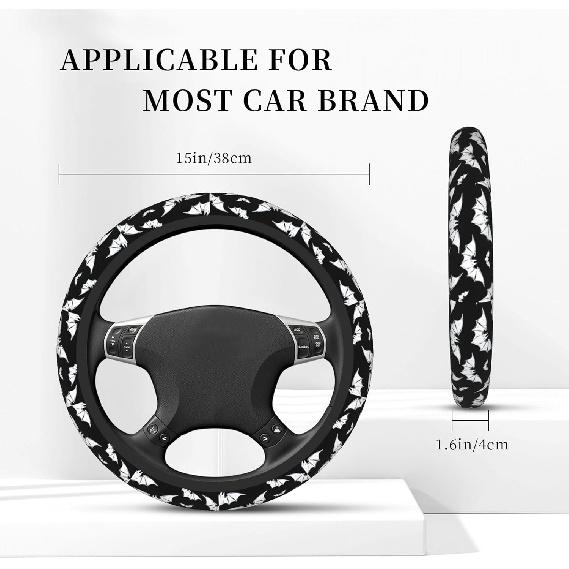 Halloween Bats Car Steering Wheel Cover Universal 15 Inches Anti-Slip Breathable Sweat Absorption Neoprene Car Accessories