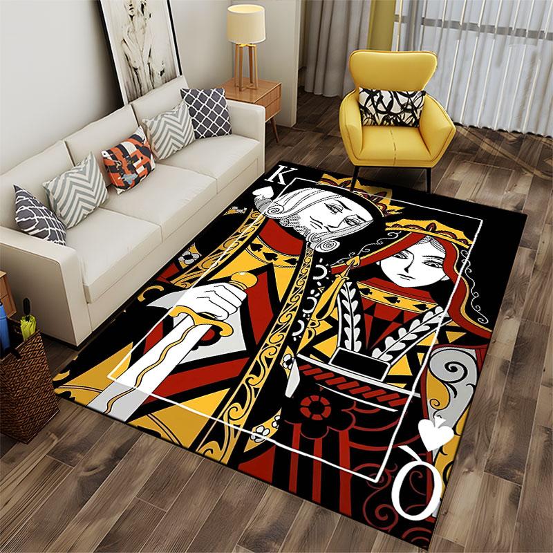 King and Queen Playing Card Design suitable as a non-slip mat for the living room or bedroom sofa