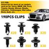190pcs ABS Car Fastener Clip Kit Universal Car Repair Auto Body Push Retainer Pin Bumper Door Trim Panel Retainer Car Supplies