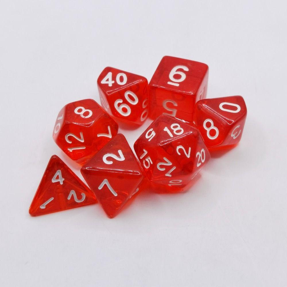 7-Die Transparent Digital Dice Set Acrylic Table Opaque Polyhedral Dices for DND Dice Tabletop Role-Playing Game Dice