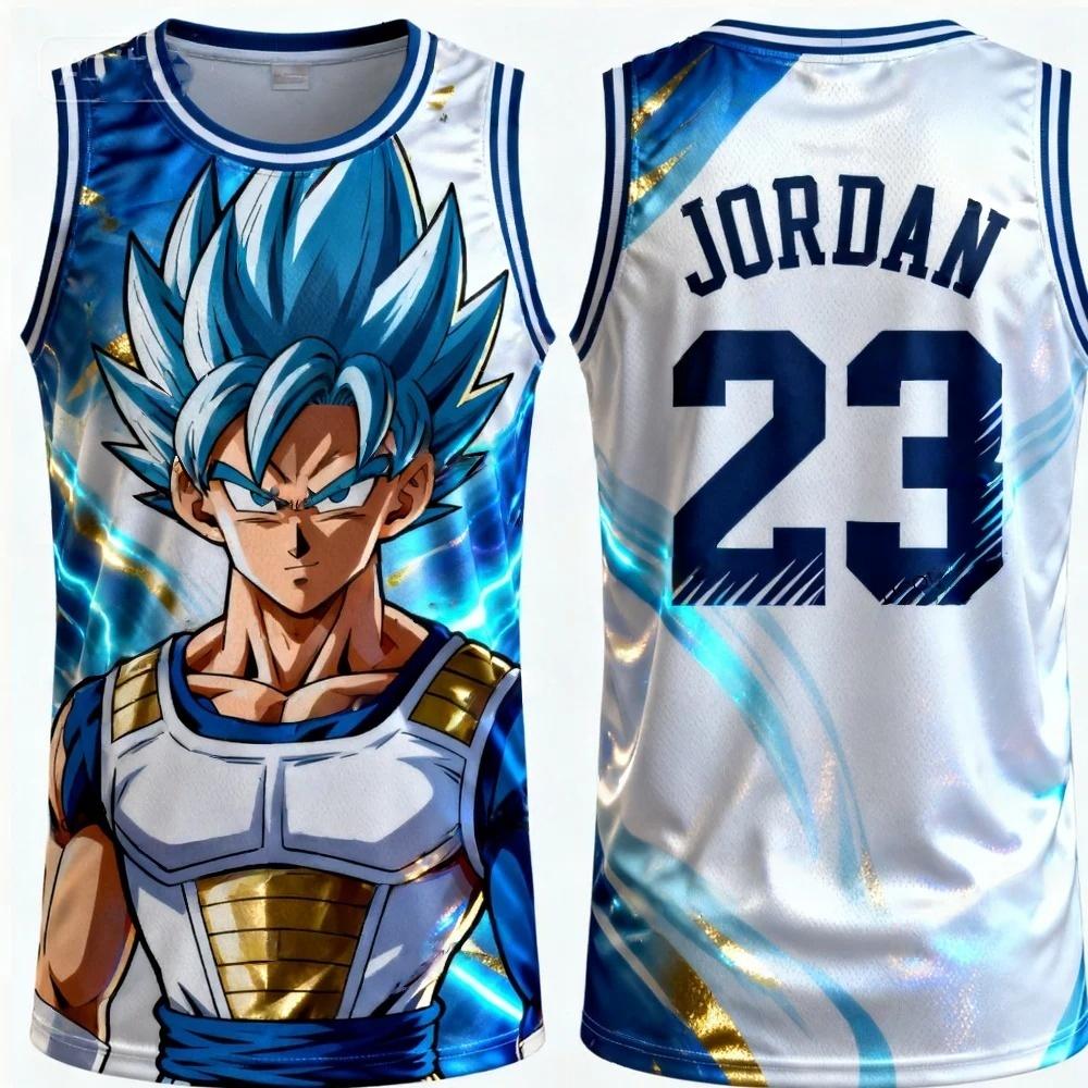FamilyMatching 2026 New Version Dragon Ball Z Vegeta Special Edition Basketball Jersey Jordan Basketball Sports Vest Set