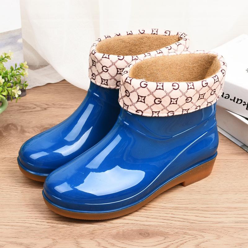 Low Tube Rain Shoes Women's Rain Boots Women's Short Tube Water Shoes Fashion Outer Overshoes Non-slip Rubber Shoes for Daily Work