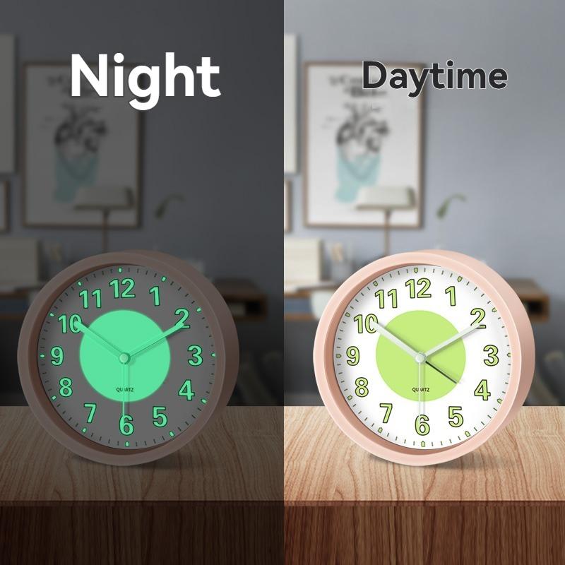 1PC Luminous Alarm Clock Round Frame Luminous Numbers Desk Wake Up Clock Ideal For Bedroom Living Room Office Nighttime Decor