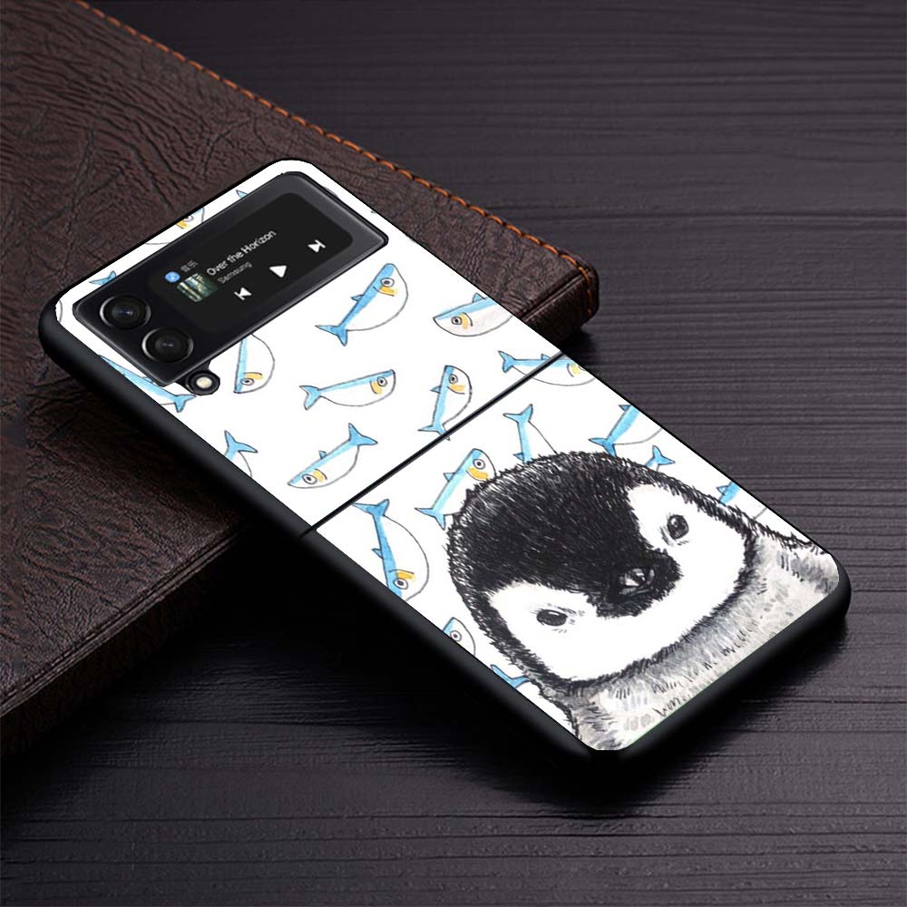 

Cartoon P-Pingu Penguin Black Phone Cases for Samsung Z Flip 7 6 5 4 3 Luxury Galaxy ZFlip7 ZFlip6 Flip5 Flip4 Flip3 Shell Cover Samsung Z Flip 7