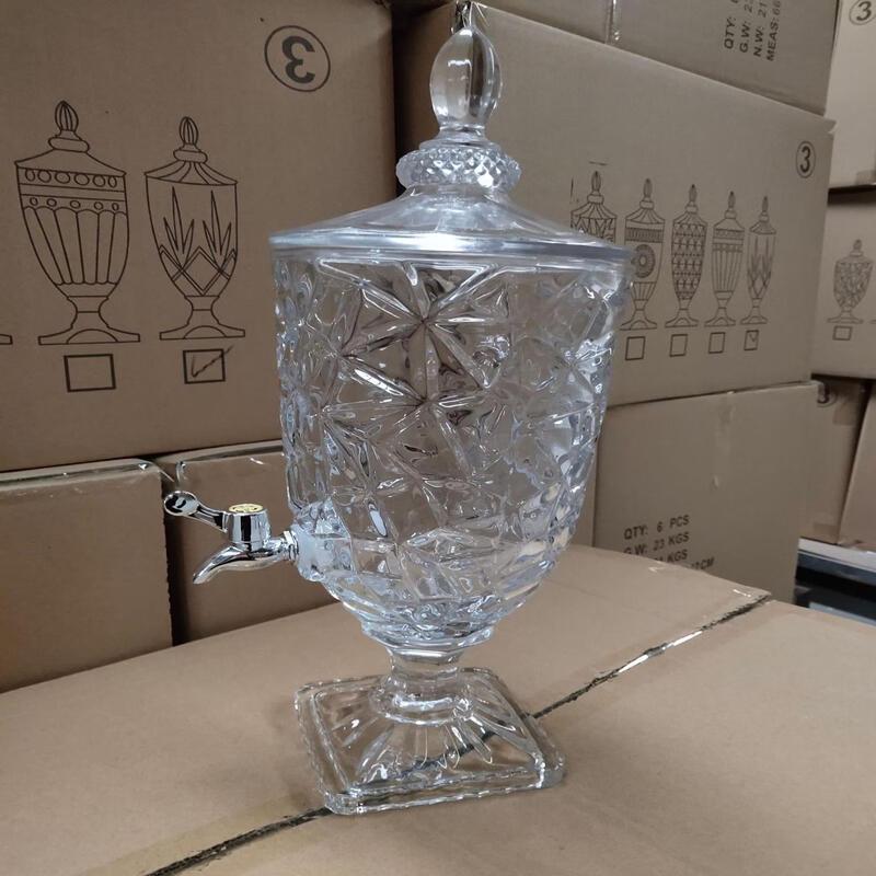 

Vintage Embossed Crystal Glass Cold Drink Dispenser