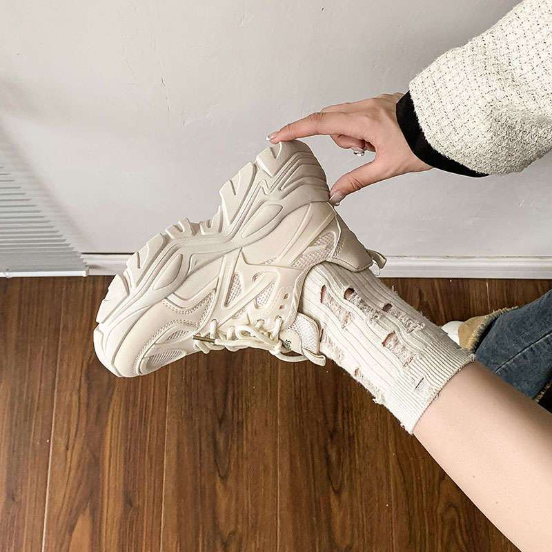 Dad shoes heightened autumn models new high heels versatile small black platform muffin sneakers women