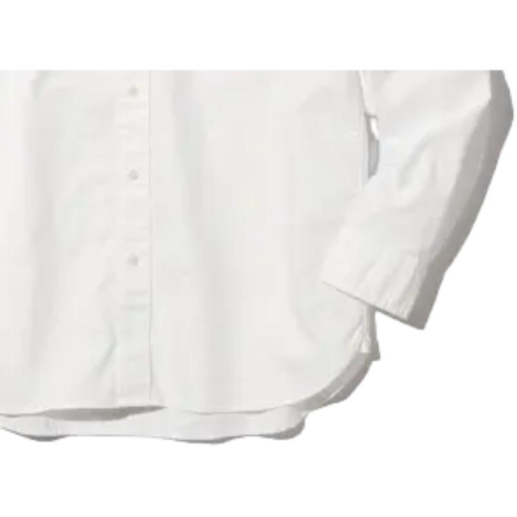 Uniqlo Solid Color Casual Button Long Sleeve Shirt Unisex Shirts Off-White 450259-01