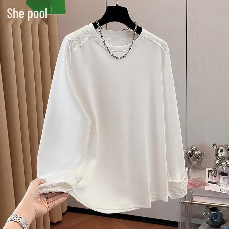 Women s Slim-Fit Textured Spliced Long Sleeve T-Shirt S