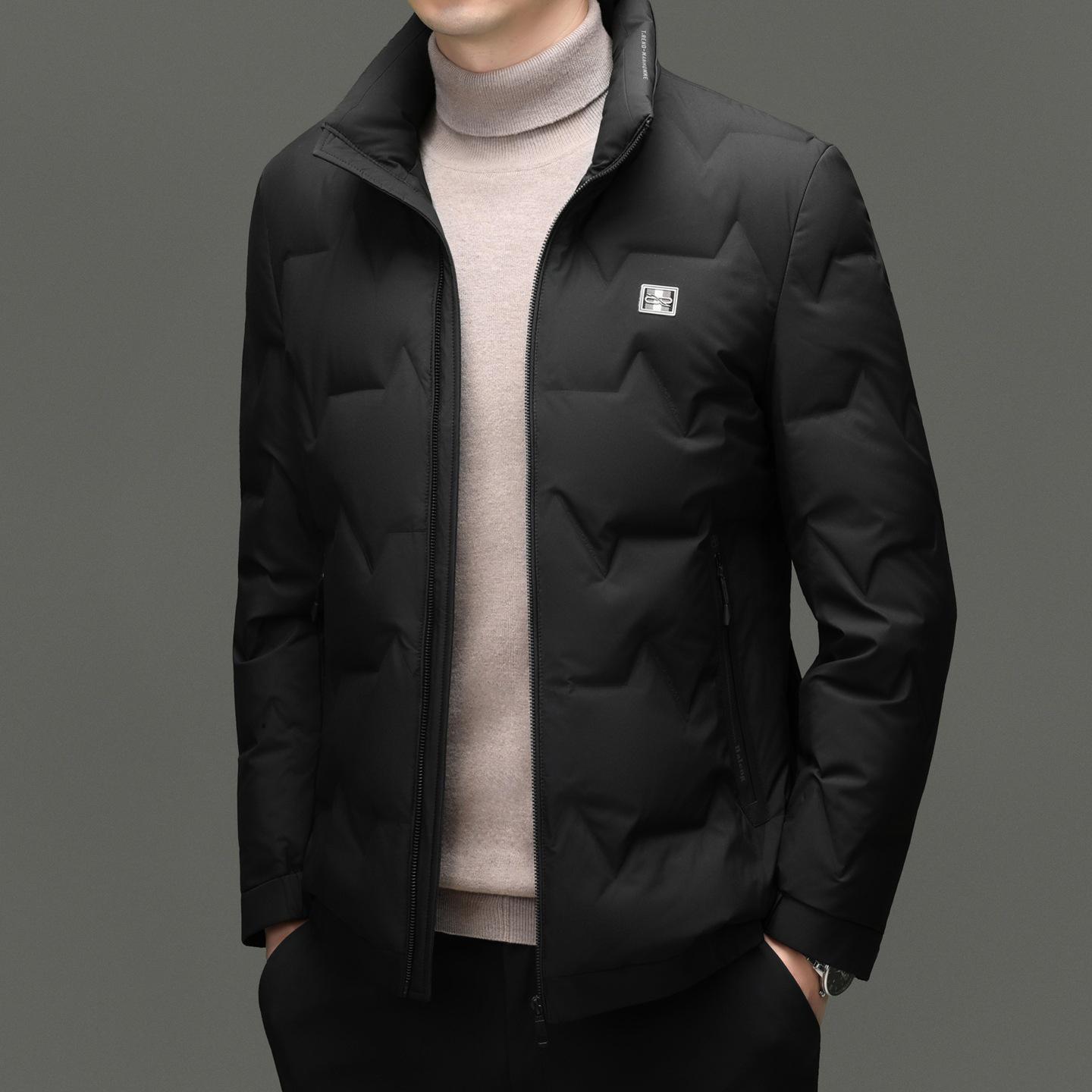 

Men s Light Luxury Down Jacket - Lightweight Stand Collar, Autumn/Spring 2025, 90% Duck Down 3XL (165-180 lbs) чорний