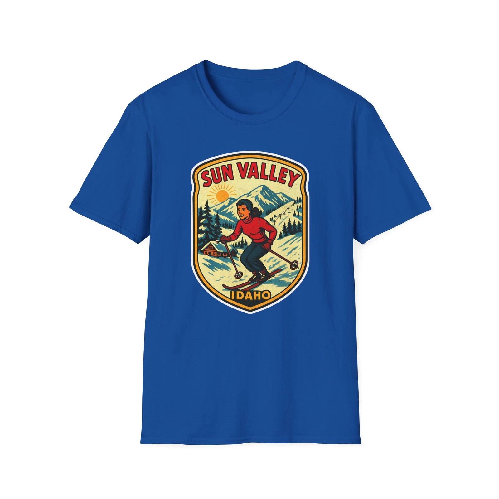 Sun Valley Idaho Skiing Souvenir Vintage Style Travel Gift - Unisex T-Shirt, Ski XL