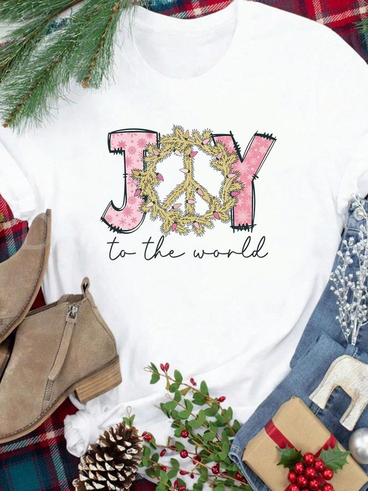 (Asian Size) Tee New Year Holiday Merry Christmas Top Festival Casual Leopard Tree Style Cute Women Print Lady Short Sleeve Fashion Graphic T-shirts