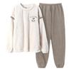 Couples' Cozy Flannel Pajama Set: Women's Plus Velvet, Men's Loose Fit, Warm Coral Fleece Homewear
