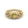 5MM Square Lemon Quartz Gemstone 925 Sterling Silver Gold Plated Solitaire Celtic Women's Engagement Ring
