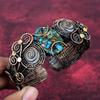 Copper Chrysocolla Bangle Copper Wire Wrapped Adjustable Moonstone Cuff Bracelet