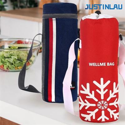 JUSTINLAU Sac Glacière de Camping Extérieur Tissu Oxford Manchon Isolant Voyage Portable Bouteille d'Eau Isolée Porte-Boissons
