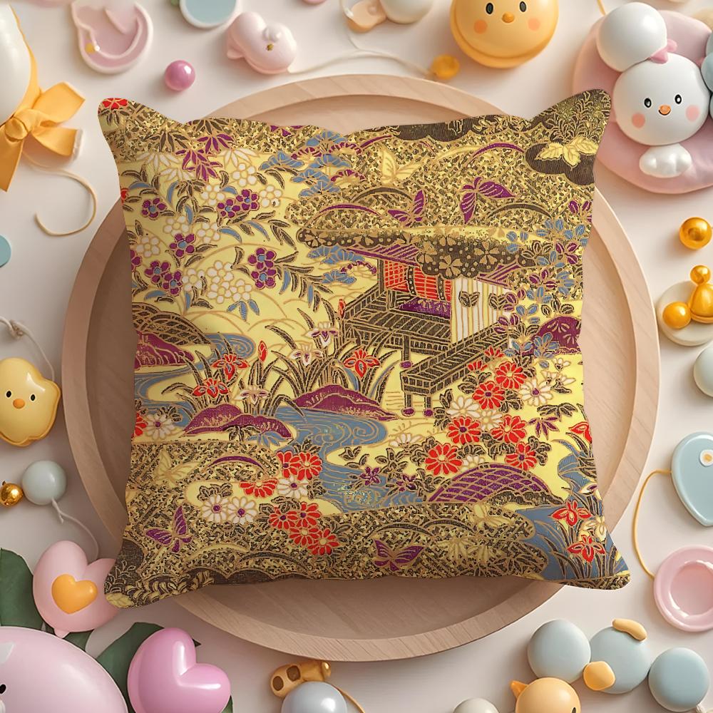 Japanese style pattern Cushion Cover Home & Car Multi-Scene Pillow Cover - Reversible, Soft & Durable for Daily Use