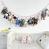 Braided Twine Wall Mounted Toy Storage Bag with Mesh Pocket Kids Bedroom Decor DIY Home Organization Plush Toy Bag Wall Decor