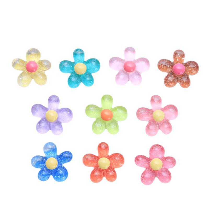 Ice-Clear Glitter Five-Petal Flower Medium DIY Jewelry Hair Clip Resin Kit