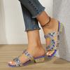 Fashion Rhinestone Women's Square Heel Slippers Outdoor Open Toe Summer Shoes for Women Sandals Fashion Thick Heel Casual Women's Shoes