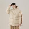 Loose Autumn and Winter Clothes Hooded Hong Kong Style Warm Bread Jacket Men's New Couple Men's Jacket Striped Color Matching