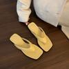 Thick-soled sandals wear French evening wind pinch slippers women's 2025 summer new beach shoes flip-flops high heels